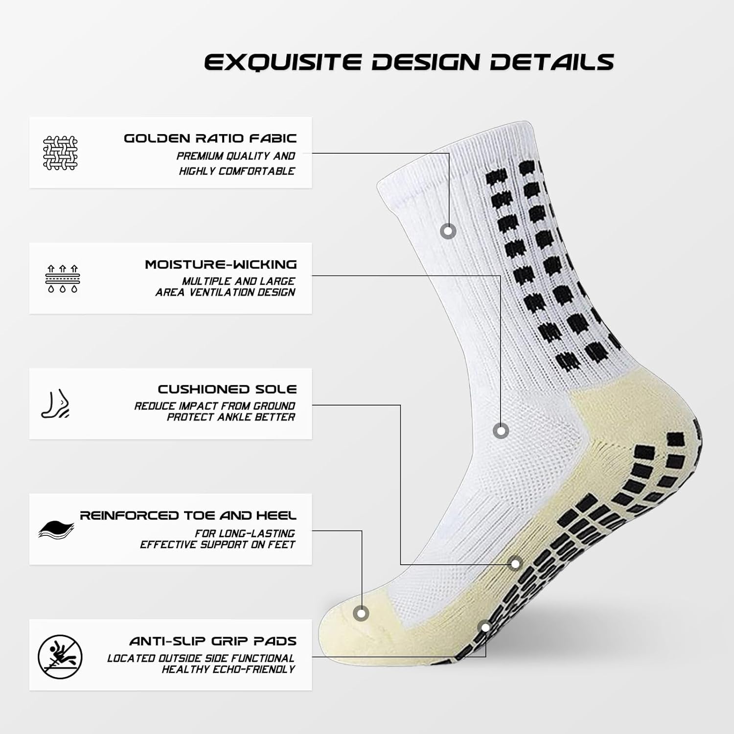 4 Pairs Mens Grip Soccer Socks Non Slip Grippy Women Socks for Football Basketball Sports